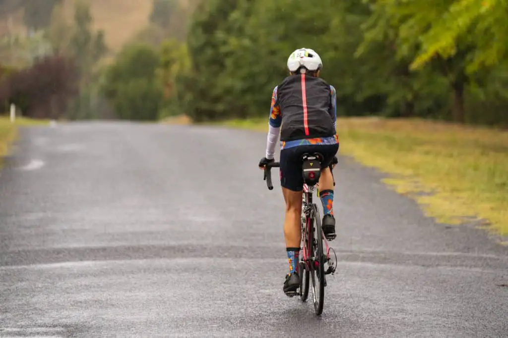 Cyclist on quiet Snowy Valleys road