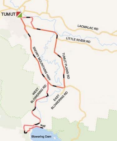 Map of Blowering Spillway ride