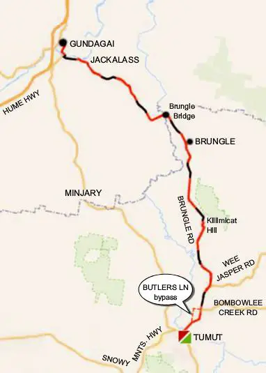Map of Brungle Gundagai ride