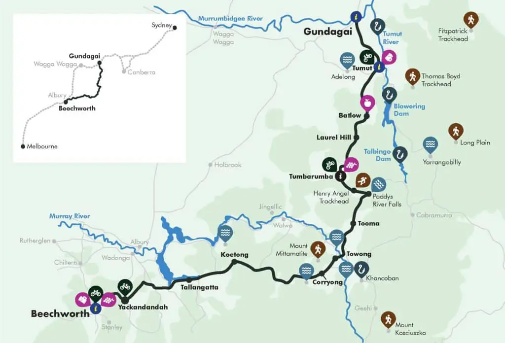 Map of the Snowy Valleys Way